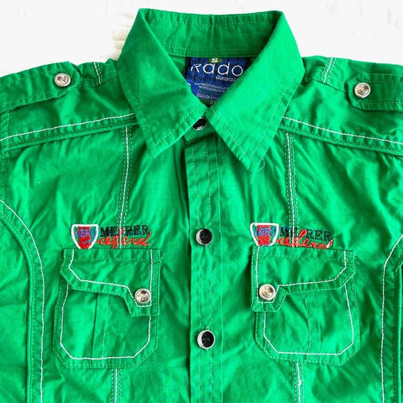 Match AeroNation Embroidered Shirt Lenticular Buttons Boys EU Sz 28 US Sz 11 - Picture 1 of 7